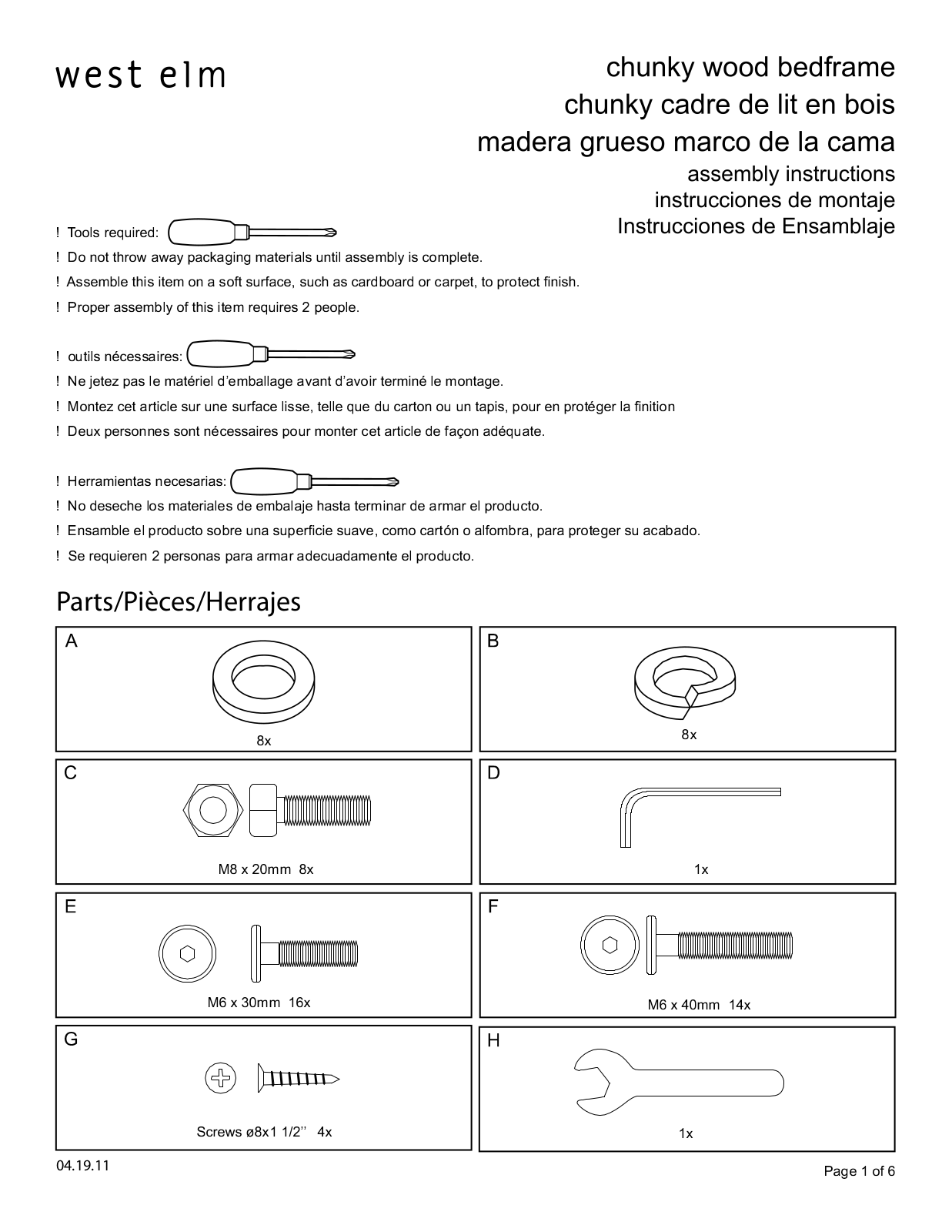 West Elm Chunky Wood Bed Frame Assembly Instruction