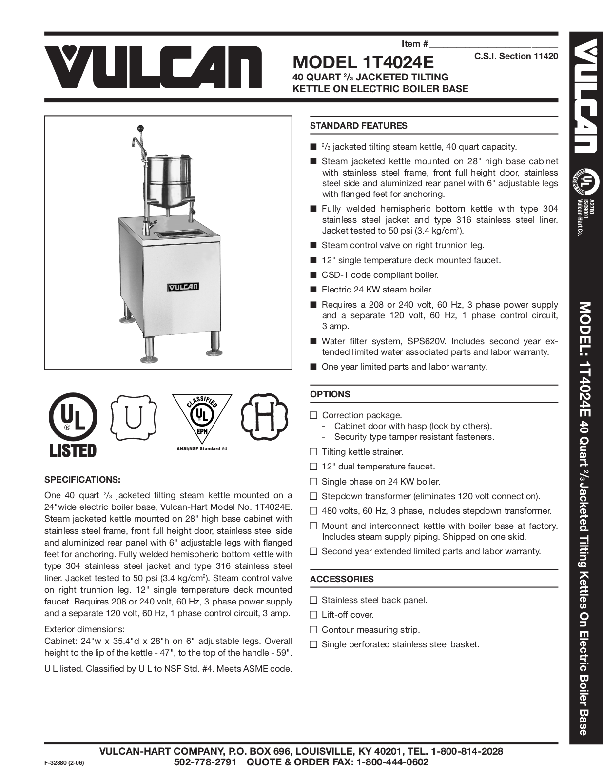 Vulcan 1T4024E User Manual