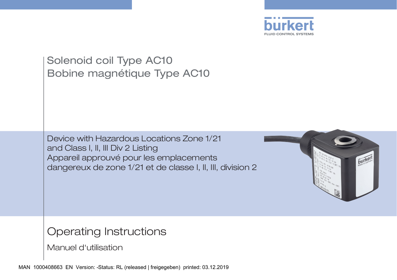 Burkert AC10 User Manual