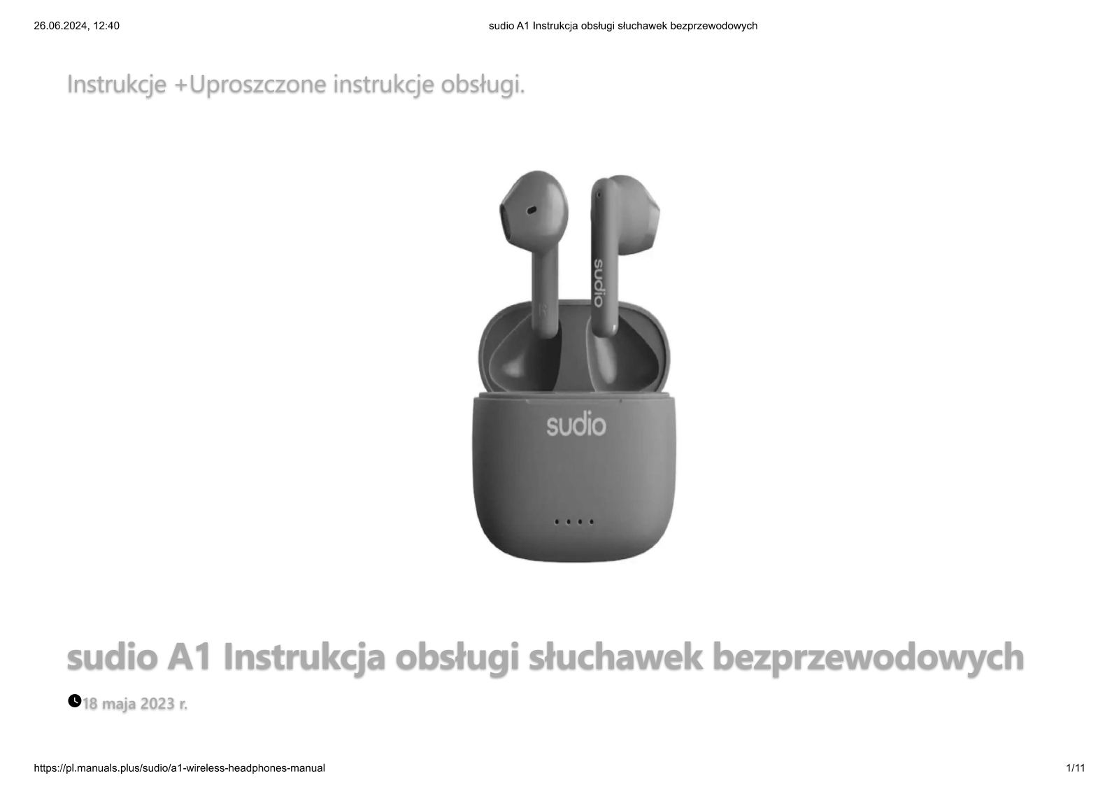 Sudio A1 User guide - ManualMachine.com