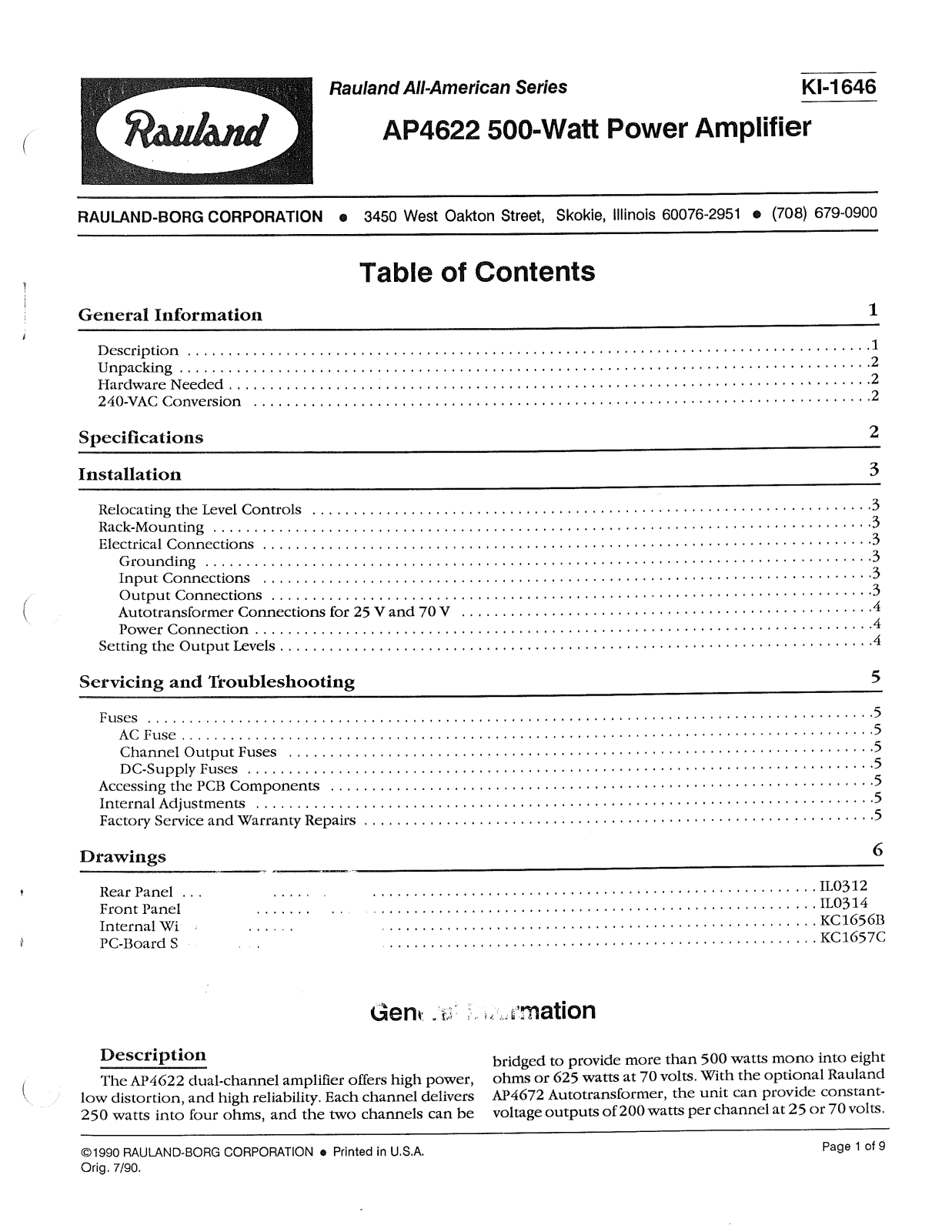 Rauland AP4622 User Manual