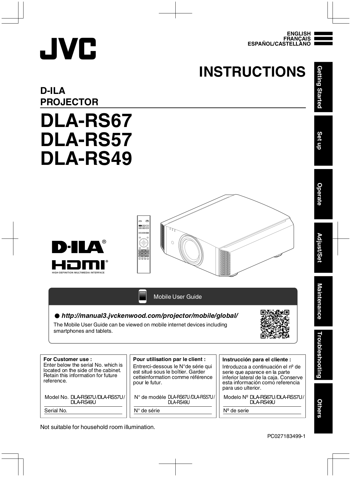 JVC DLARS57, DLA-RS67, DLA-RS67E, DLA-RS57E, DLA-RS49 User Manual