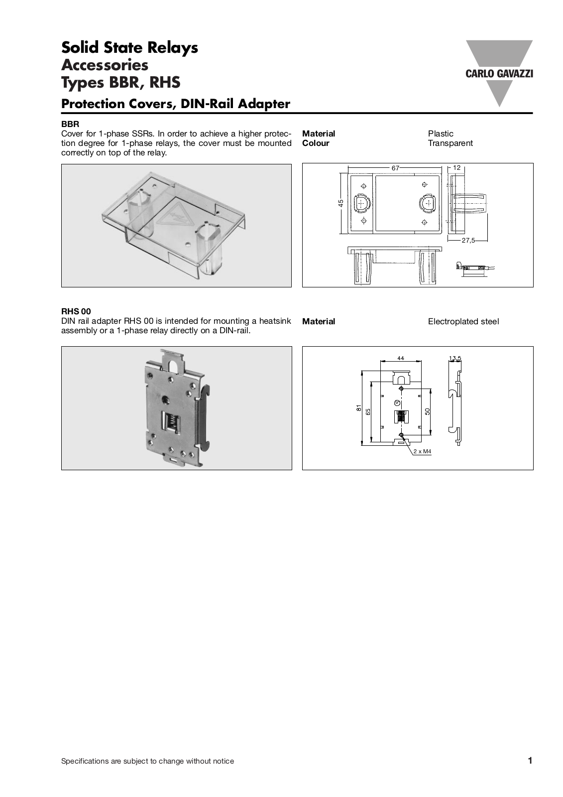 Carlo Gavazzi BBR, RHS Catalog Page