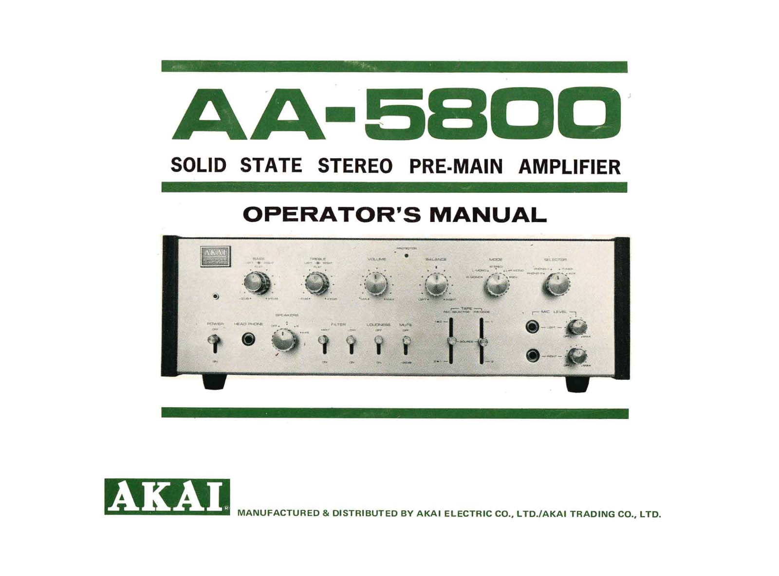 Akai AA-5800 Owners Manual