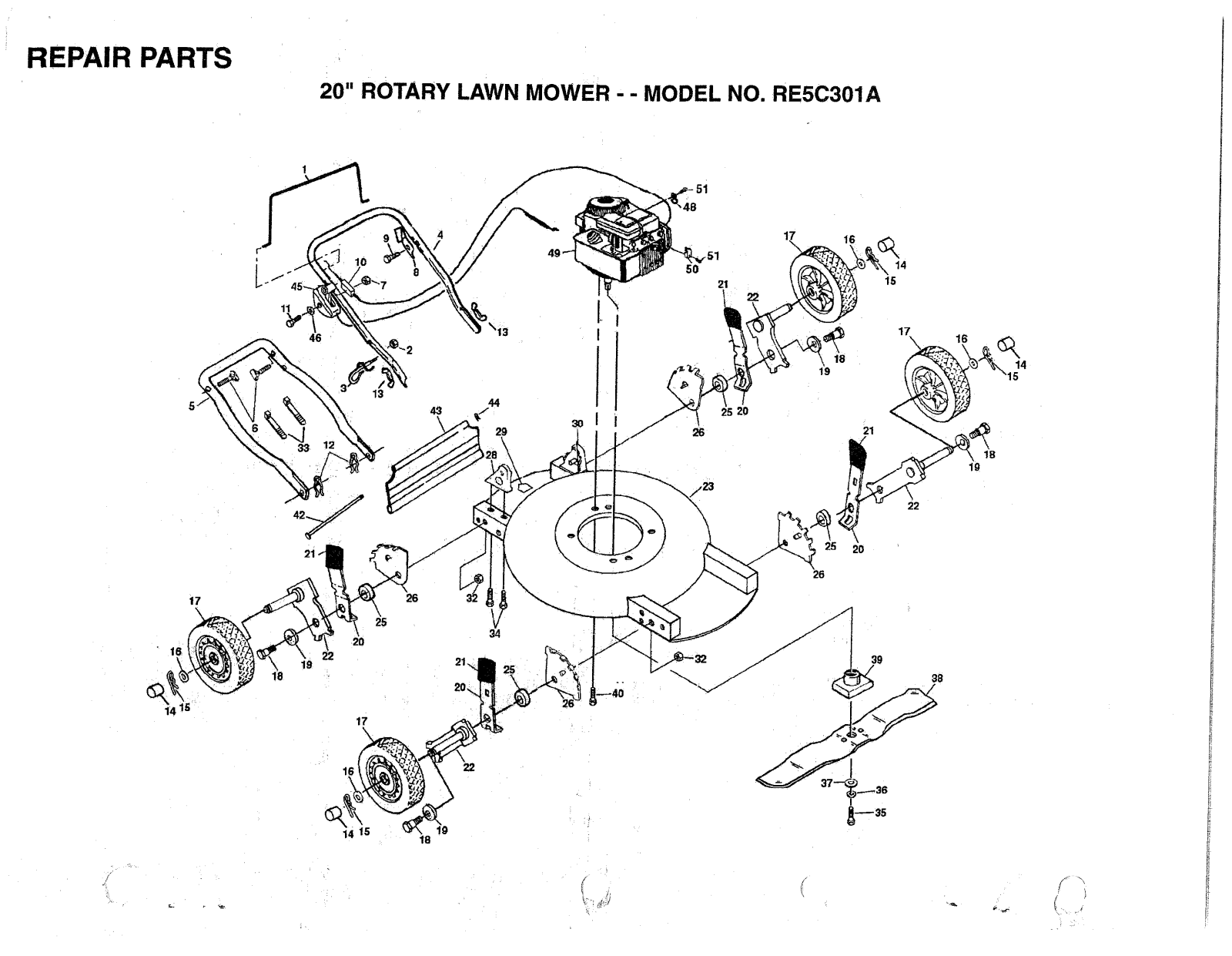 AYP RE5C301A Parts List