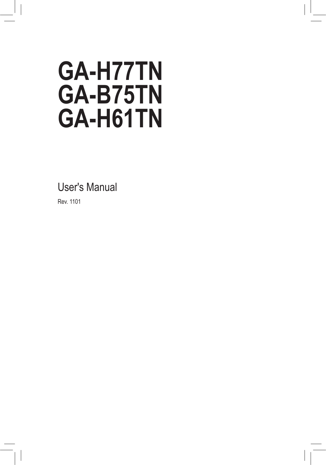 GIGABYTE GA-H77TN, GA-B75TN Owner's Manual