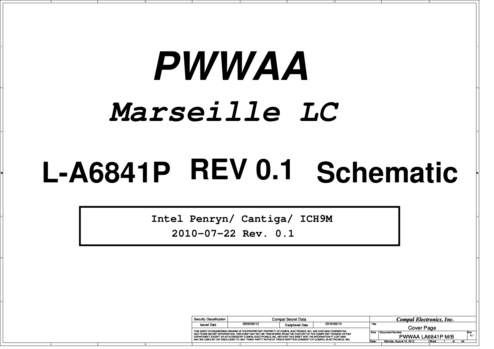 Compal LA-6841P PWWAA Marseille LC, Satellite C660 Schematic