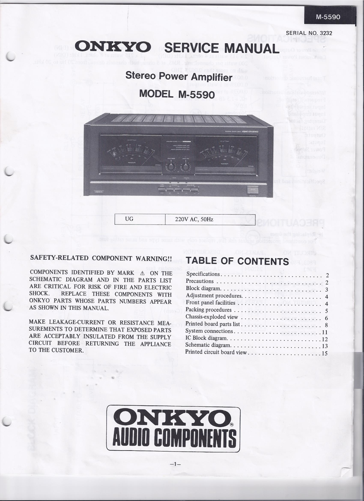 Onkyo M-5590 Service Manual