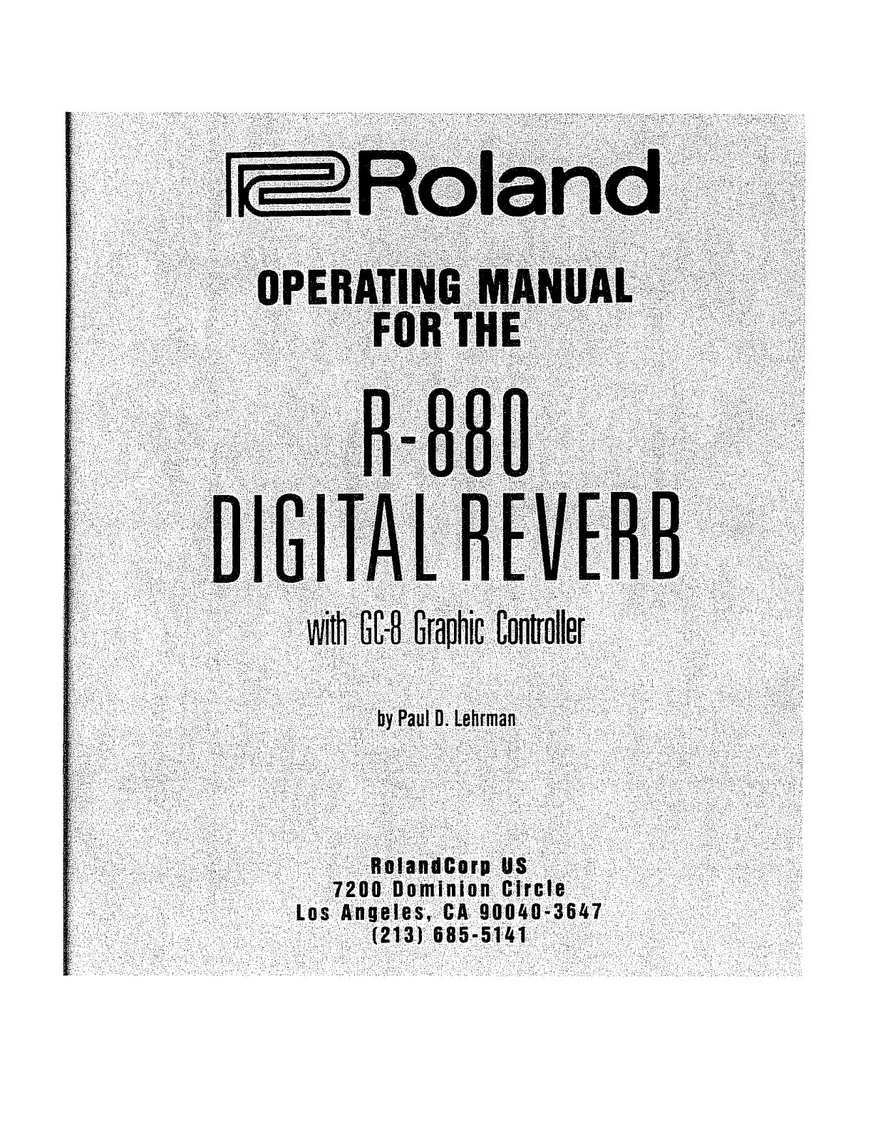 Roland R 880 Service Manual