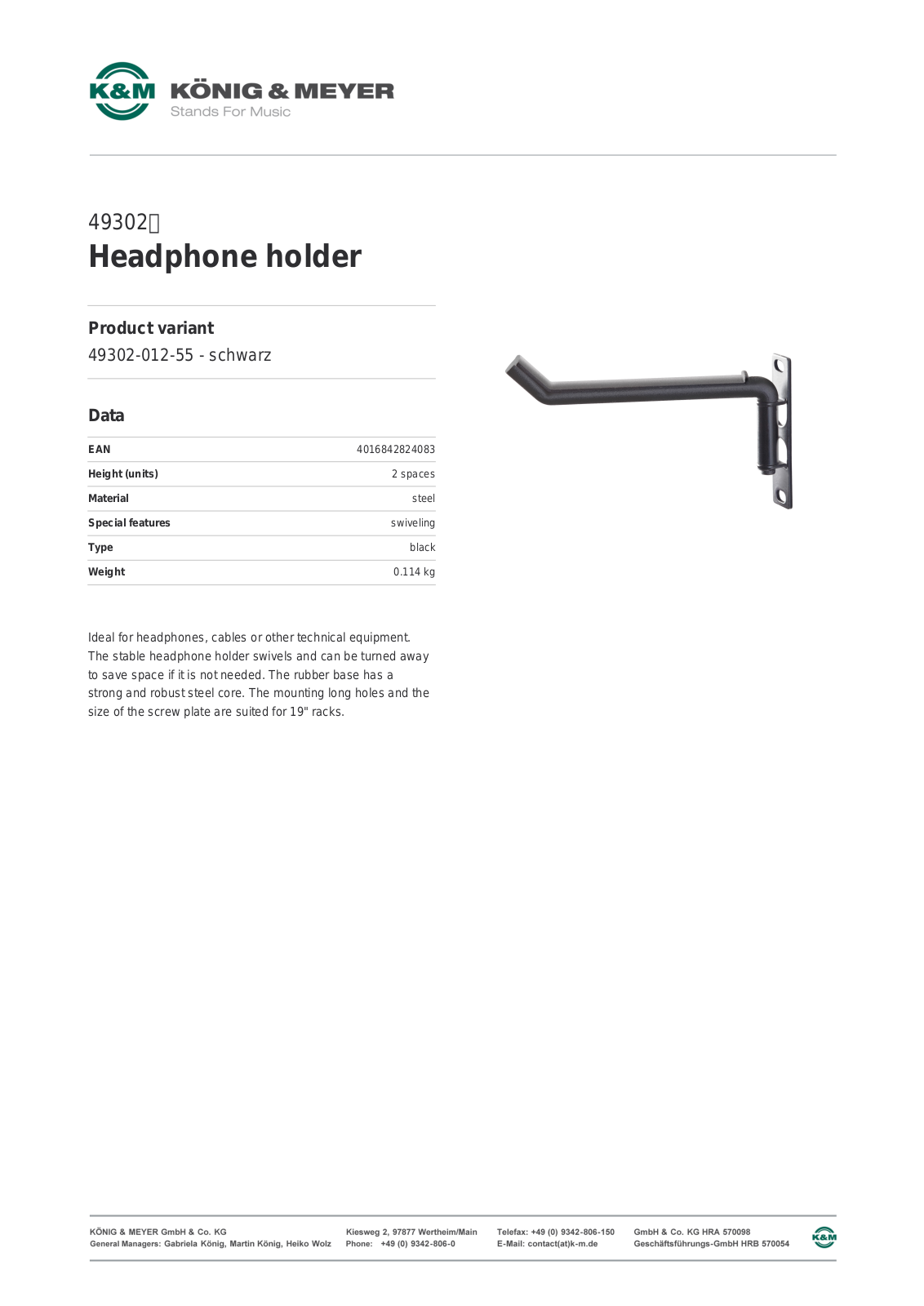 K&M 49302 Data Sheet