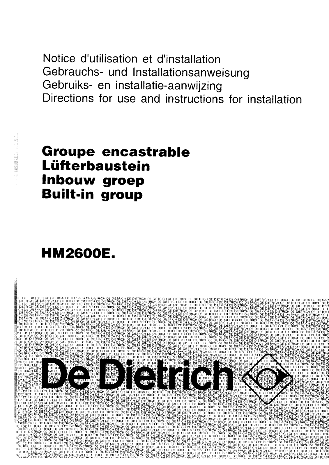 De dietrich HM2600E1 User Manual