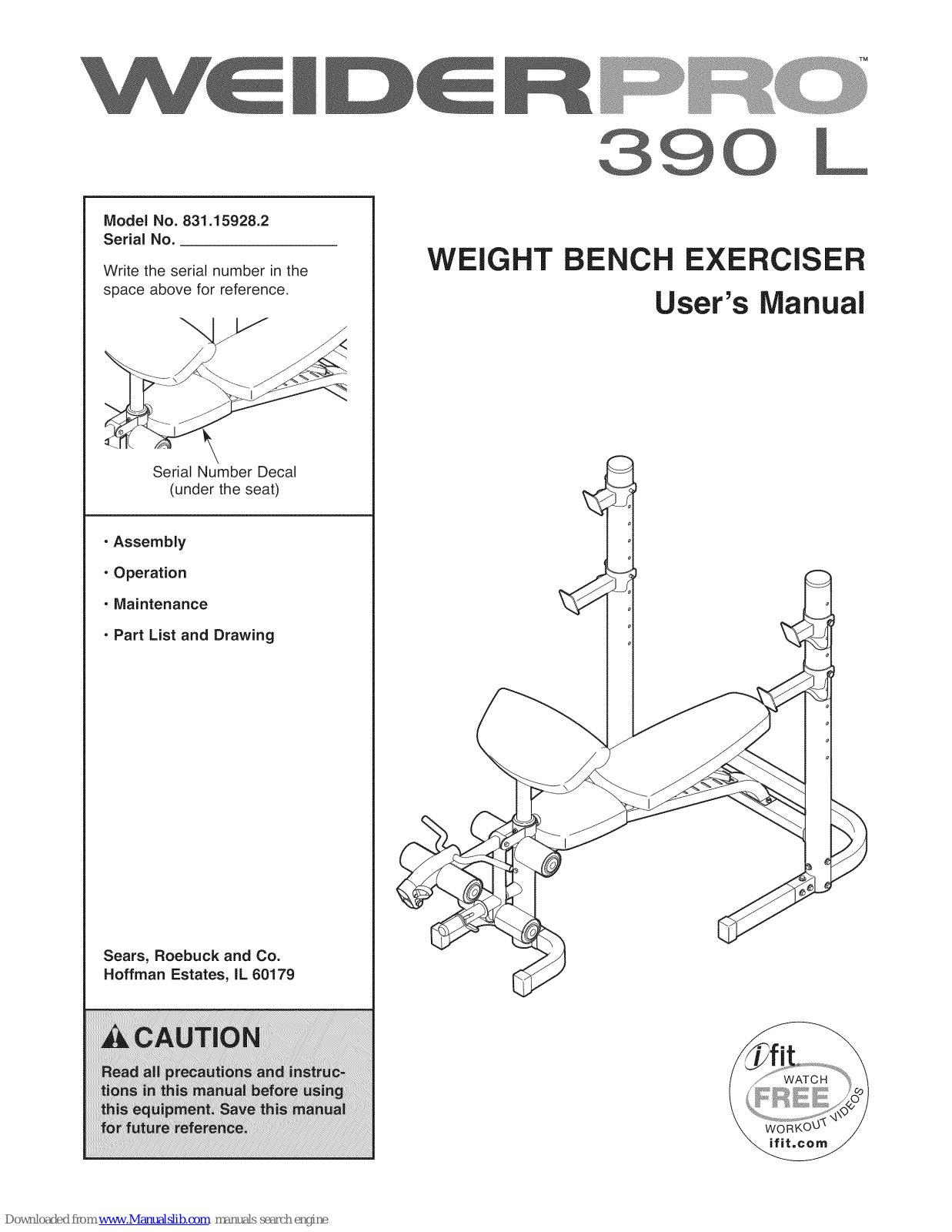 Weider 390 L, PRO 390 L User Manual - ManualMachine.com
