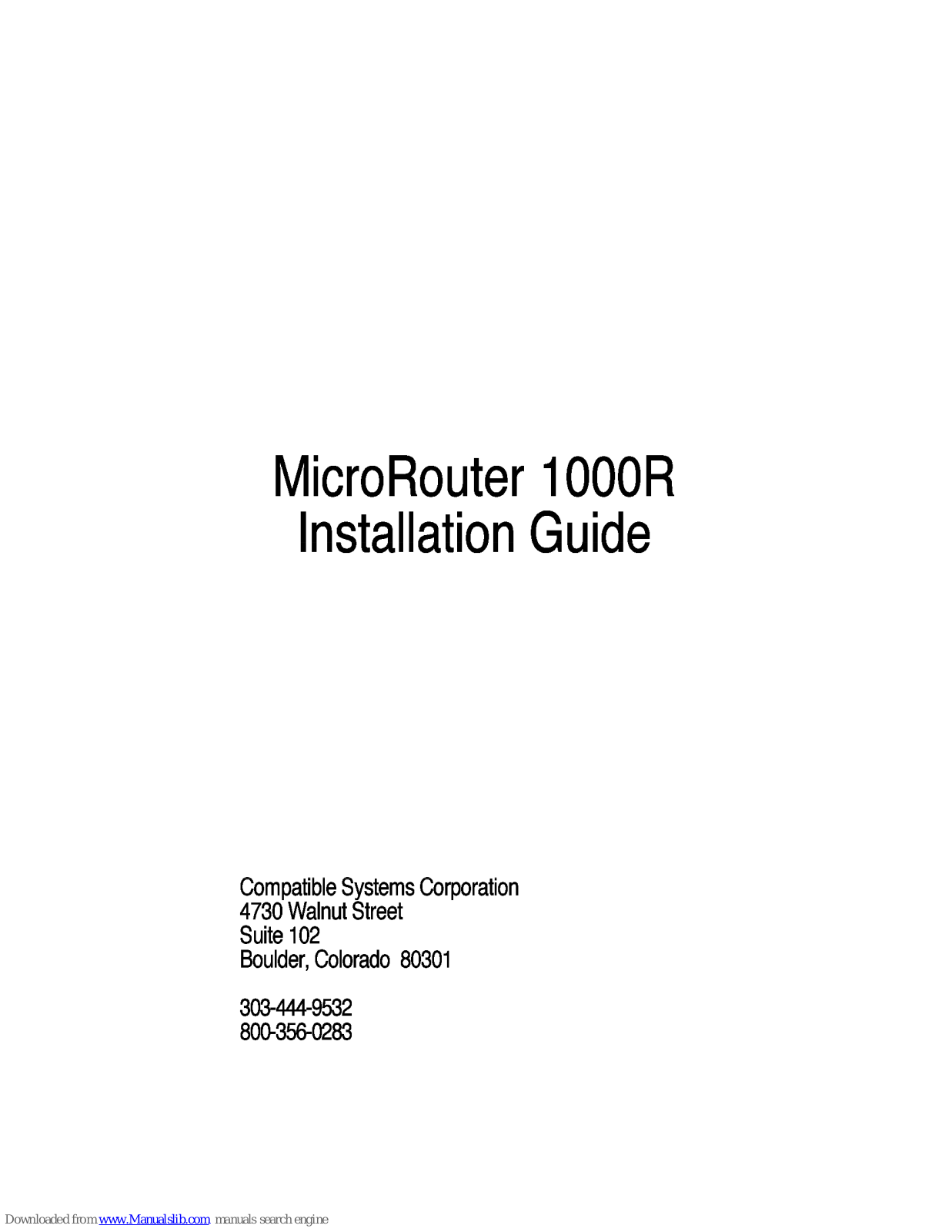 Compatible Systems MicroRouter 1000R Installation Manual