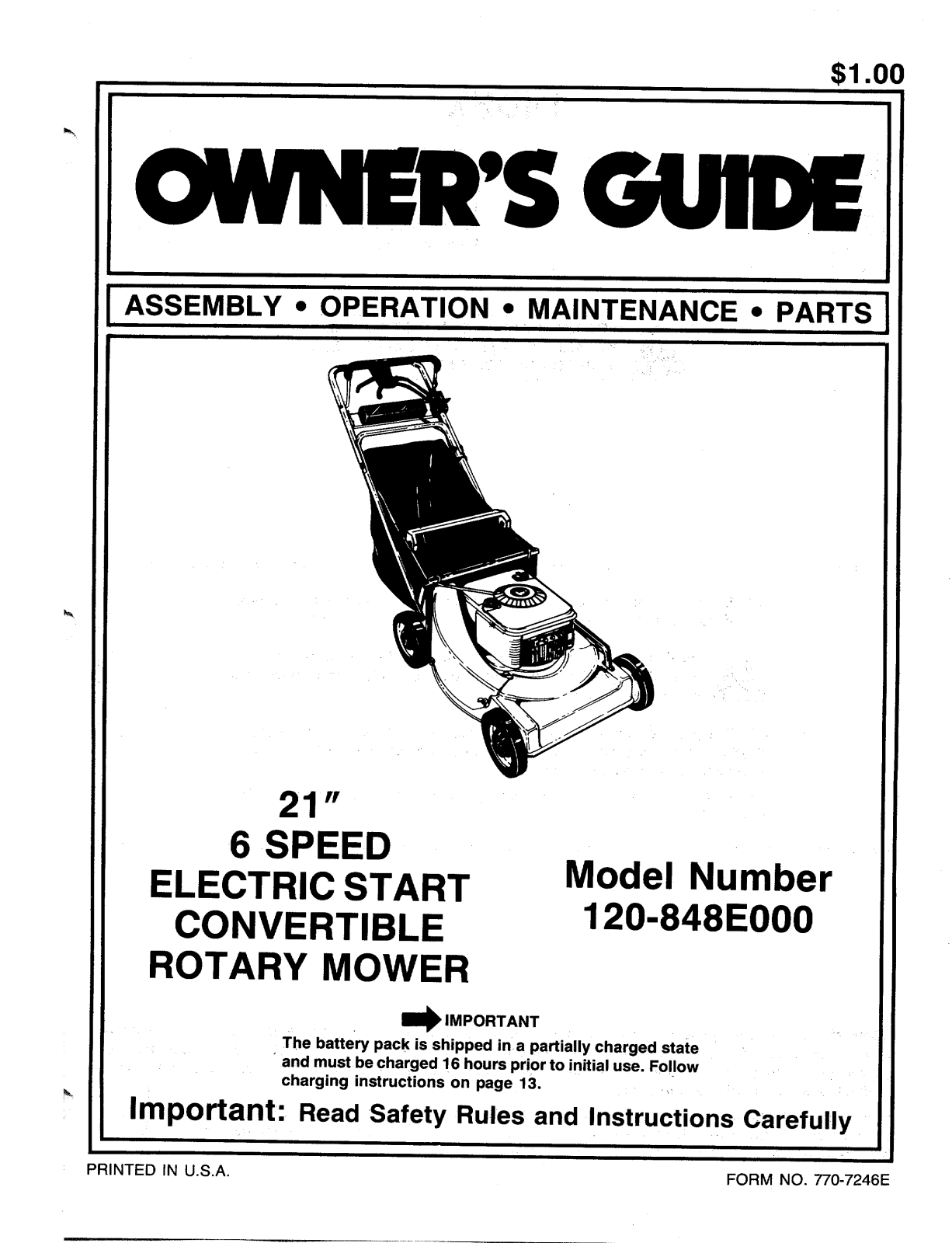 Bolens 120-848E000 User Manual