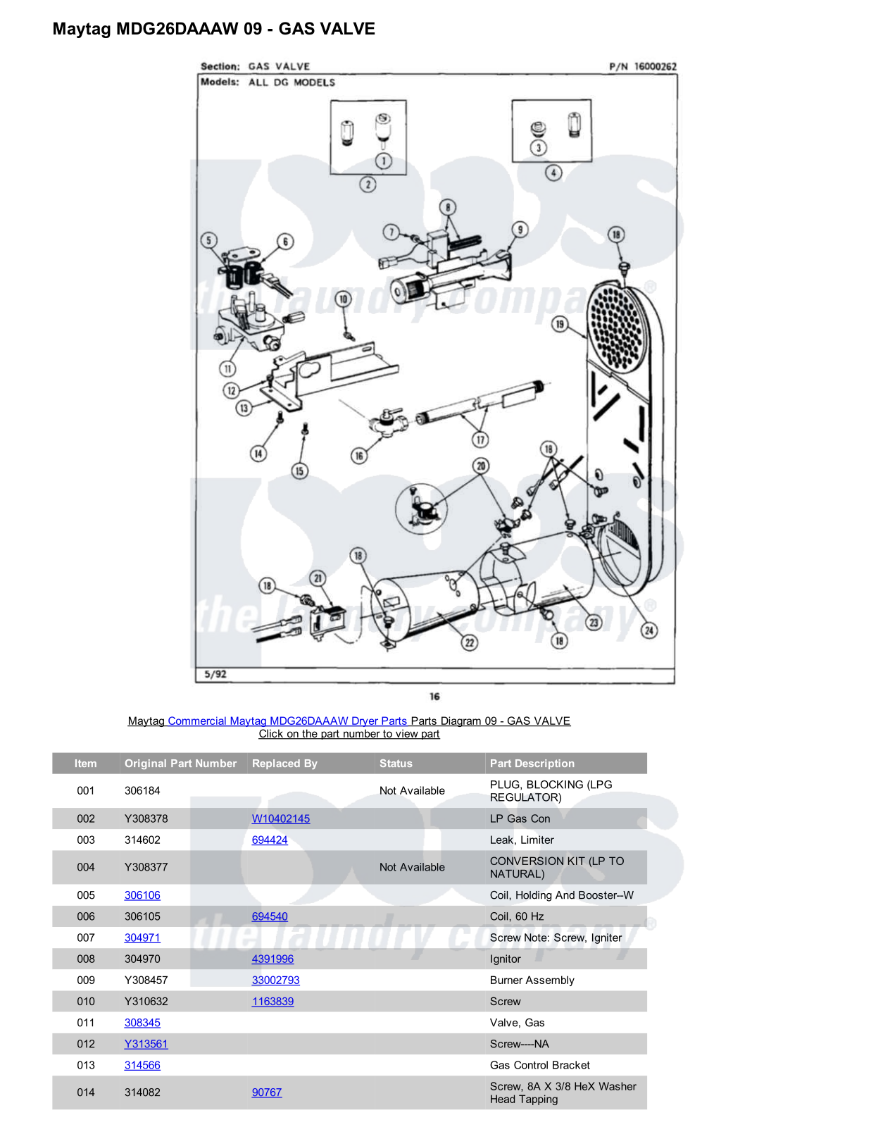 Maytag MDG26DAAAW Parts Diagram