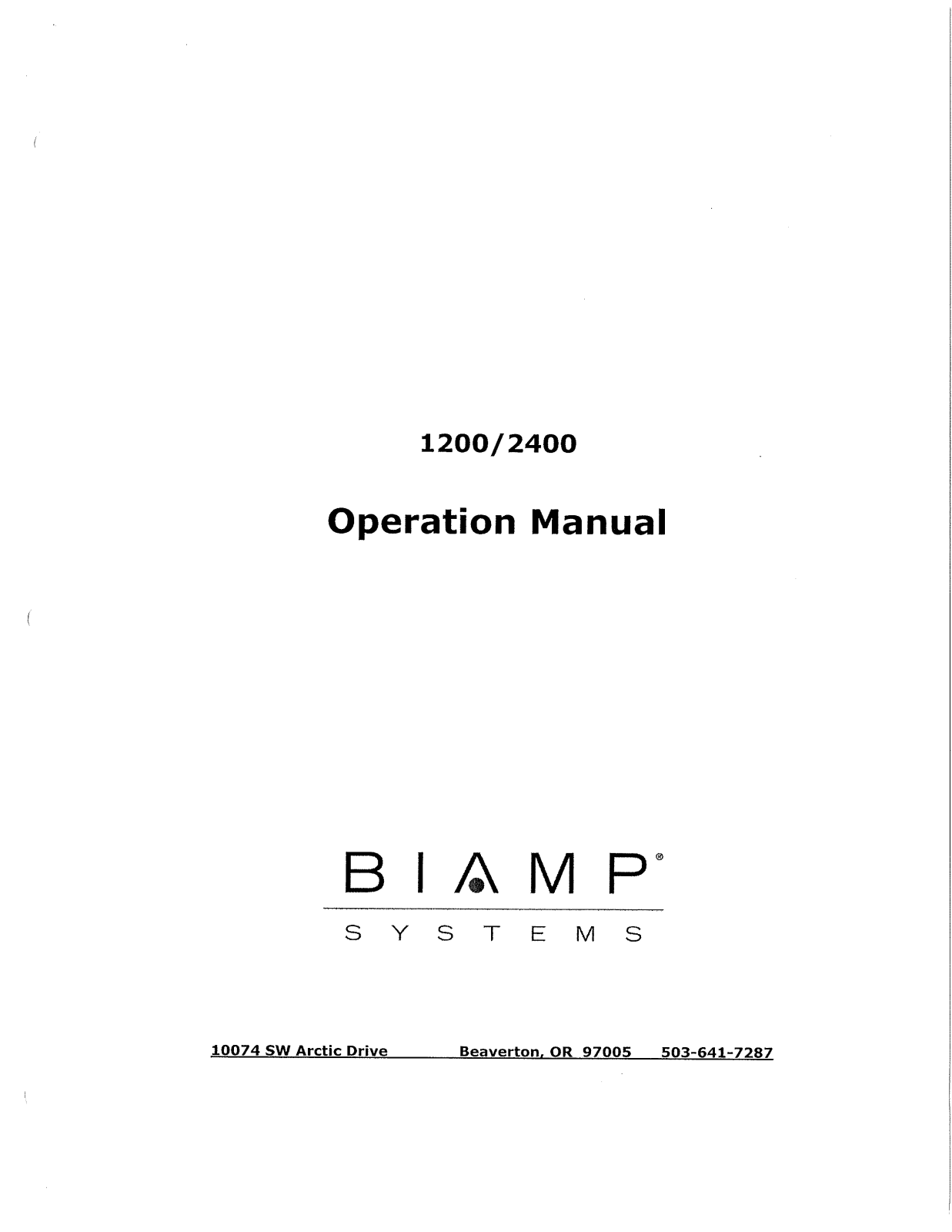 Biamp 1200, 2400 User Manual