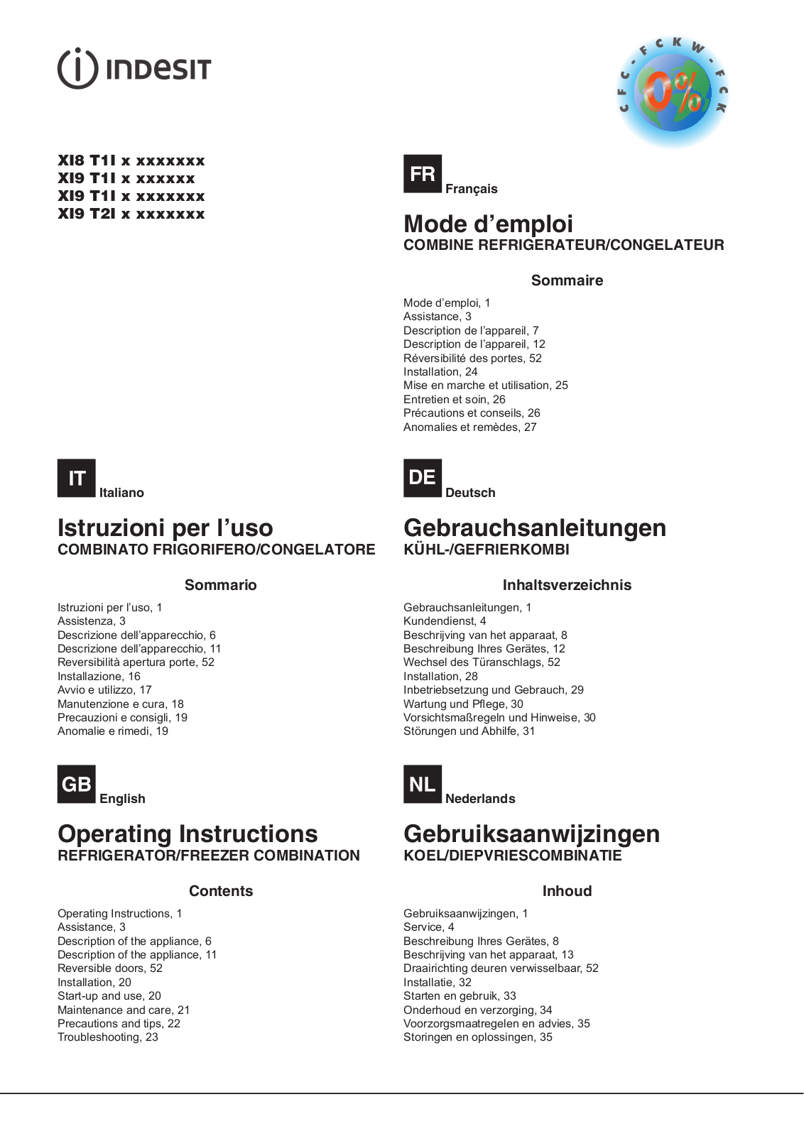 Indesit XI9T1IX User Manual