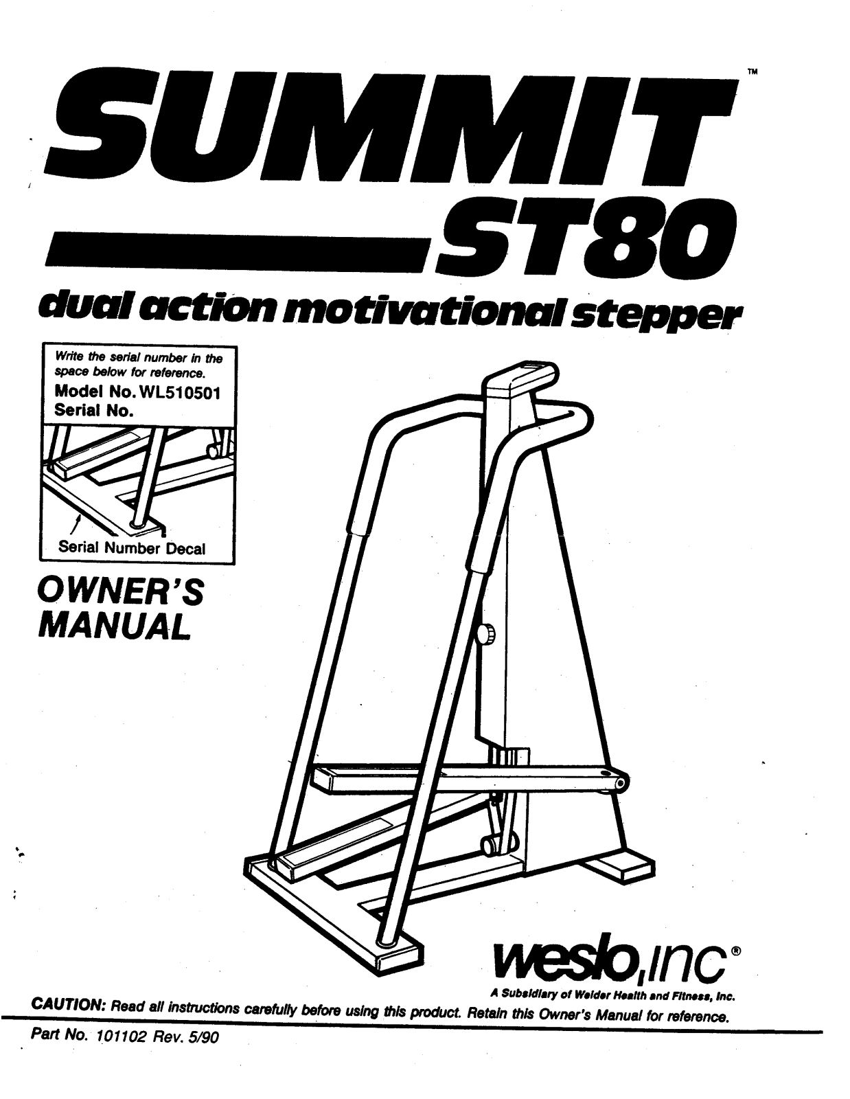 Weslo WL510501 Owner's Manual