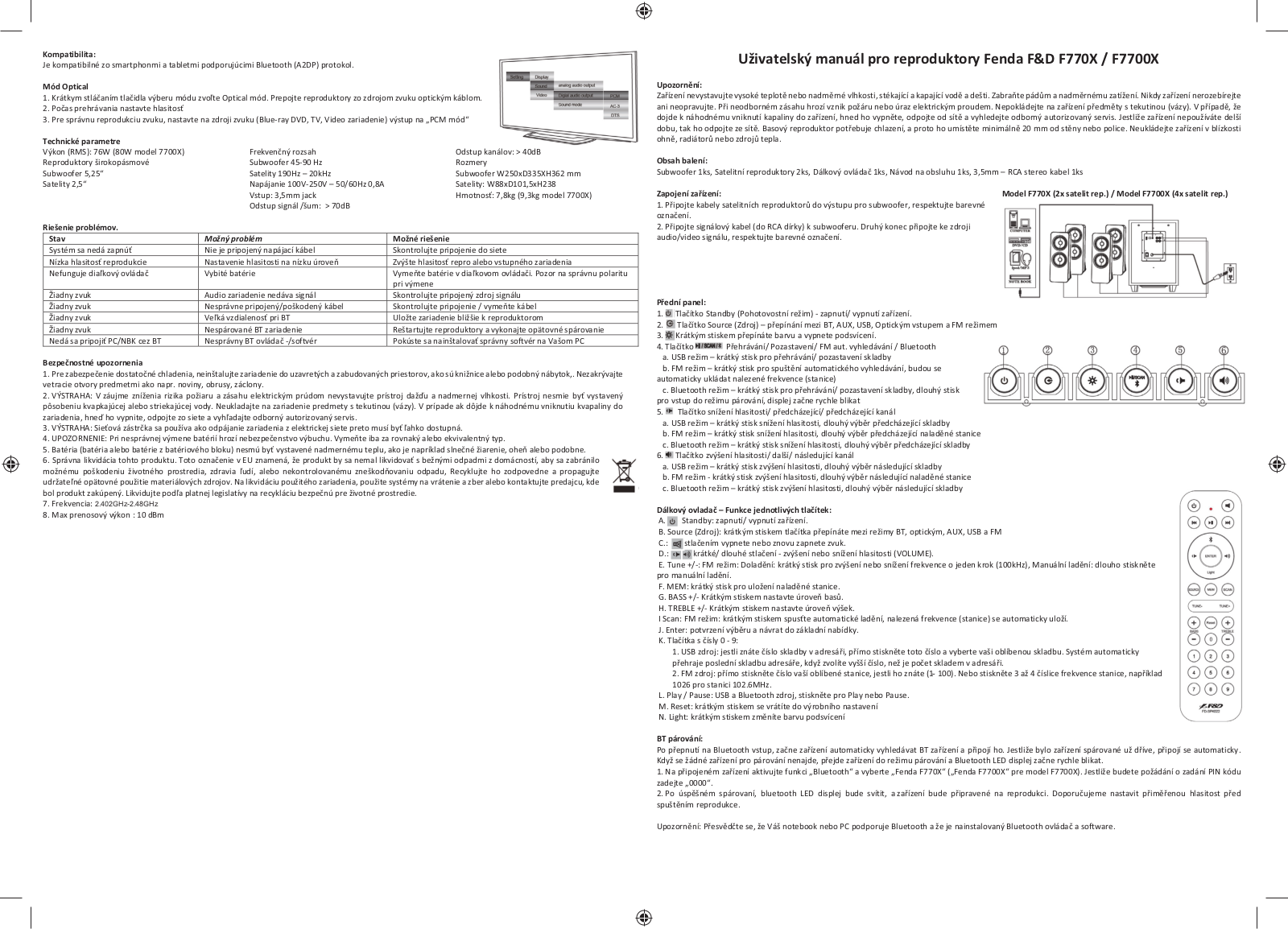 Fenda F&D F7700X, F770X User Manual