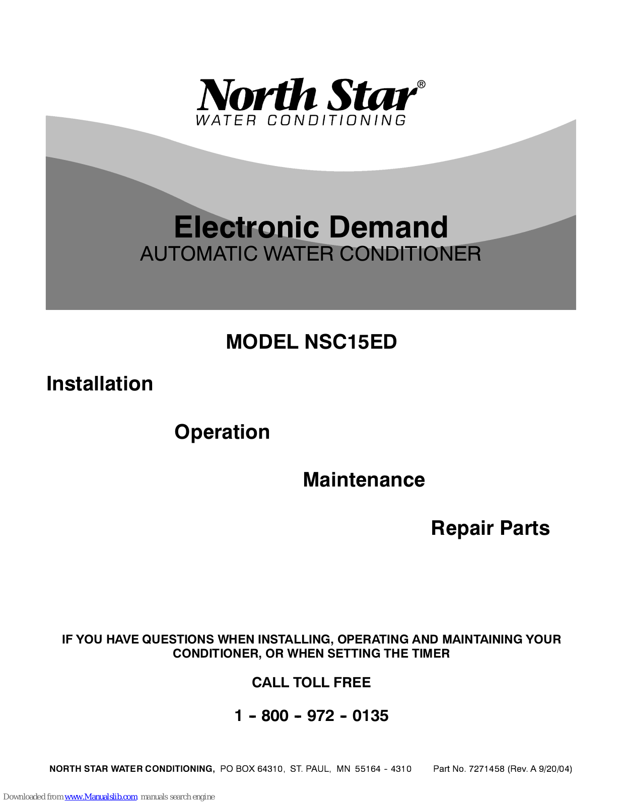 North Star NSC15ED Maintenance Manual