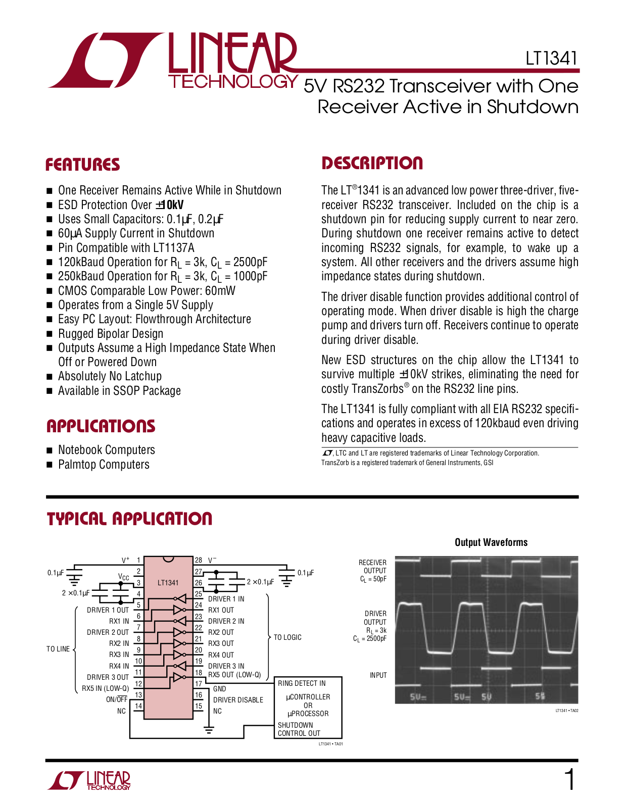 Datasheet LT1341 Datasheet (Linear Technology) - ManualMachine.com