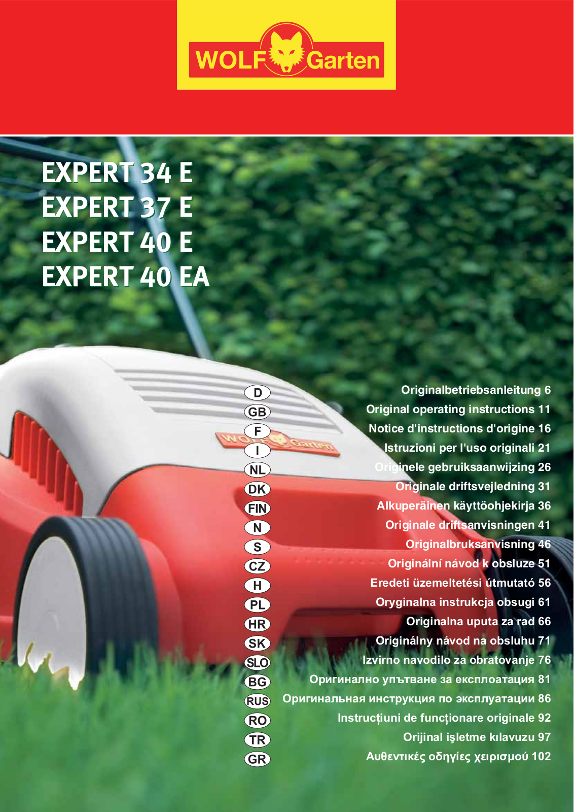 Wolf Garten Expert 40 EA, Expert 34 E, Expert 37 E, Expert 40 E User Manual