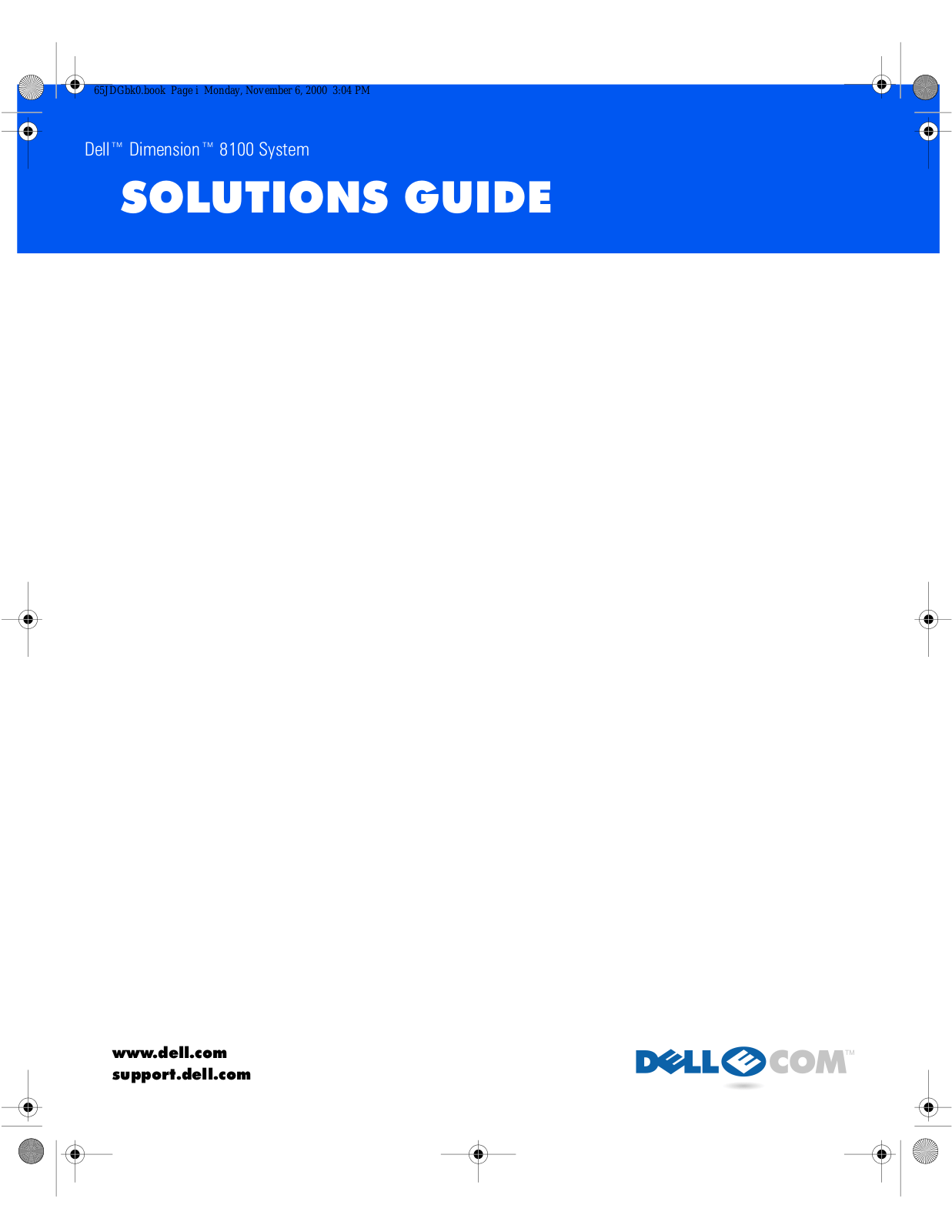 Dell Dimension 8100 Service Manual