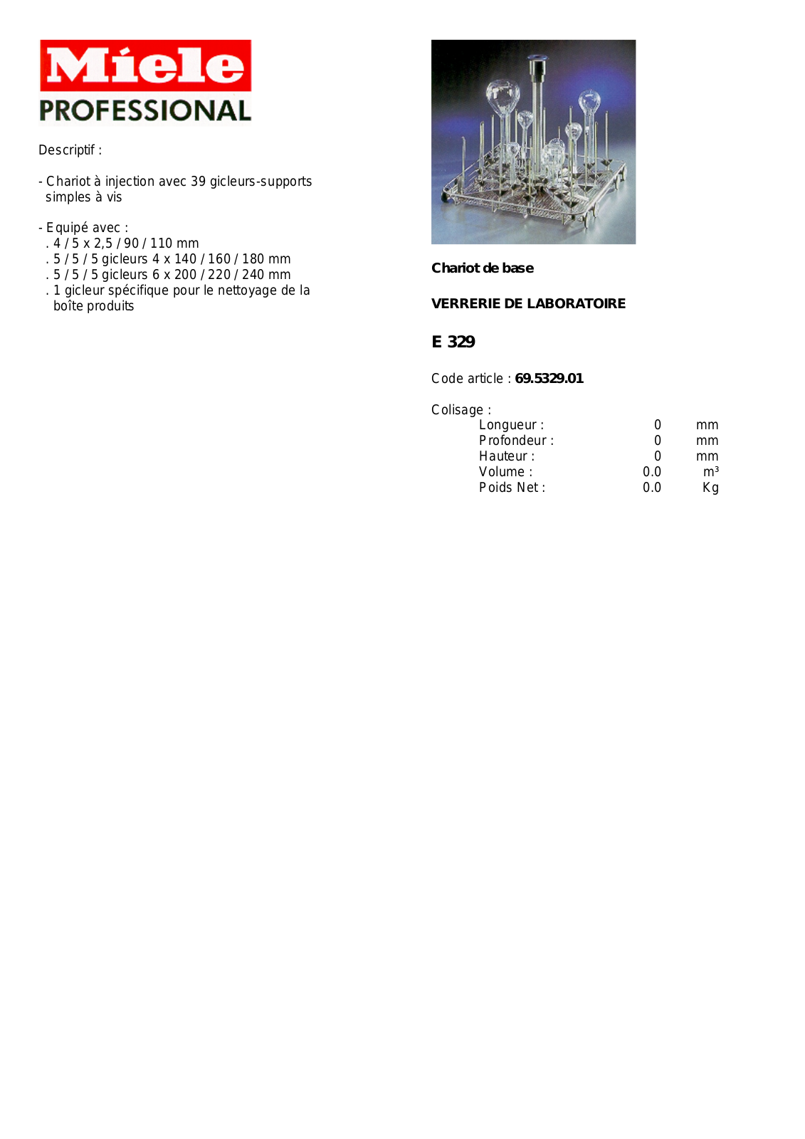 MIELE E 329 DESCRIPTIF User Manual