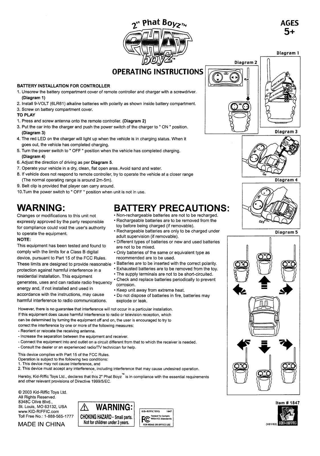 Kid Riffic Toys 1847 T49 User Manual