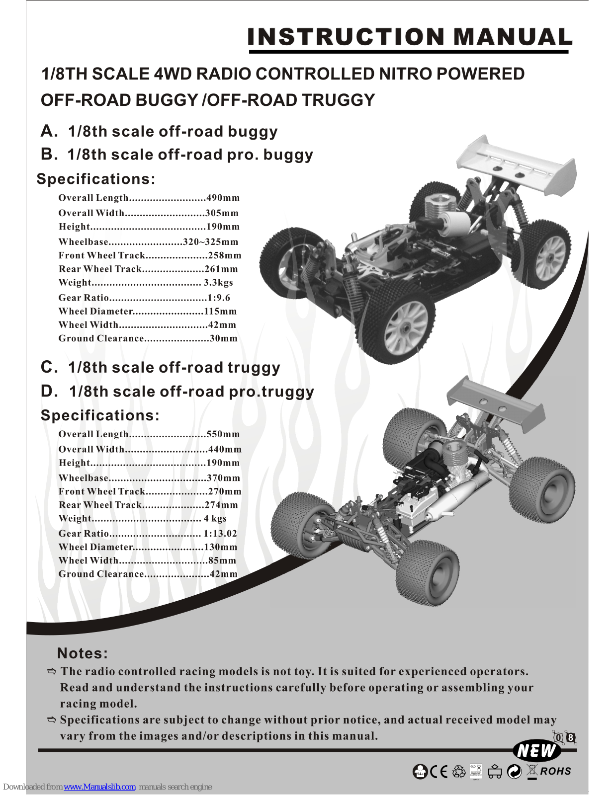 Himoto RXB, RST-1, RXT Instruction Manual