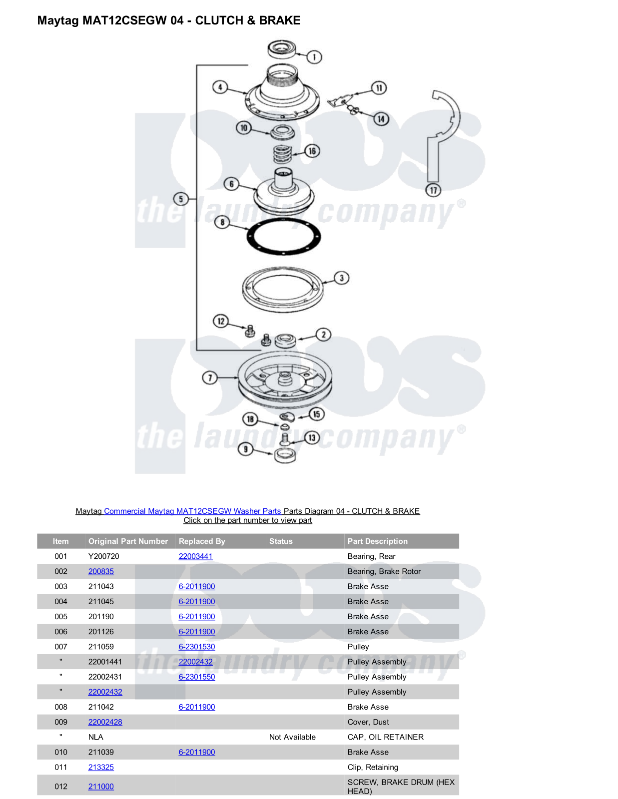 Maytag MAT12CSEGW Parts Diagram