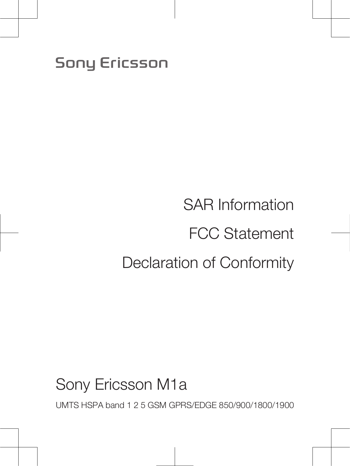 Sony Ericsson M1A User Manual