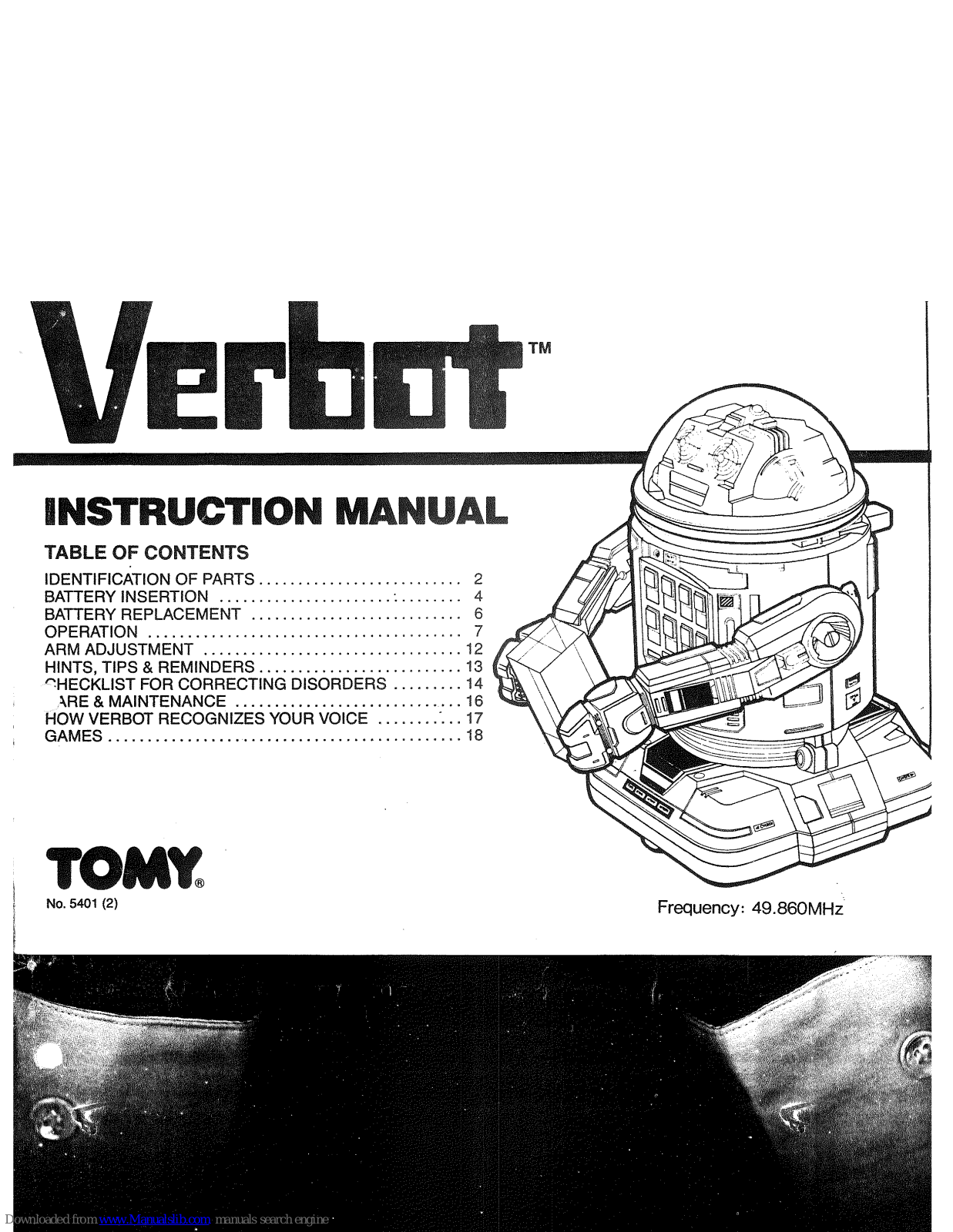 Tomy Verbot Instruction Manual - ManualMachine.com