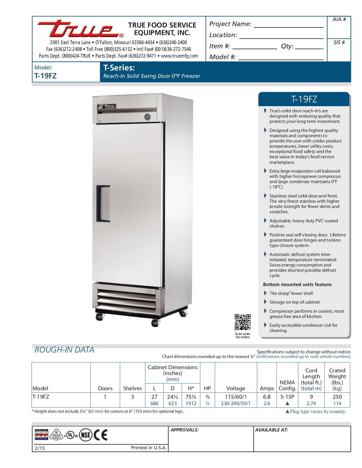 True T-19FZ User Manual