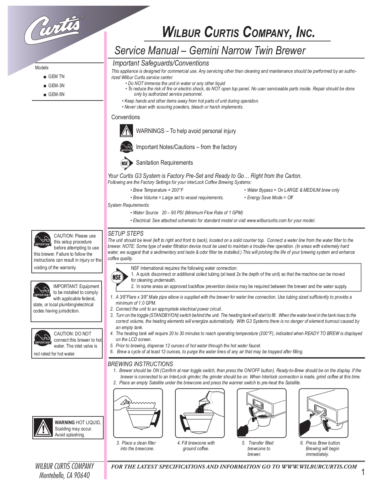 Wilbur Curtis GEM-5N User Manual