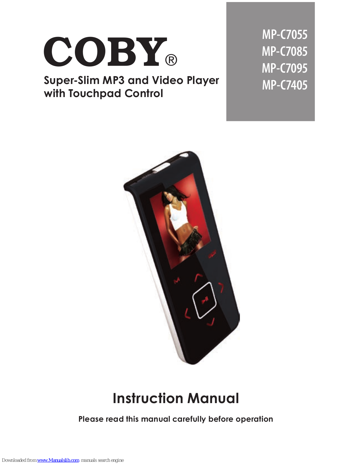 Coby MP-C7055, MP-C7085, MP-C7405, C7055 - 512 MB Digital Player Instruction Manual