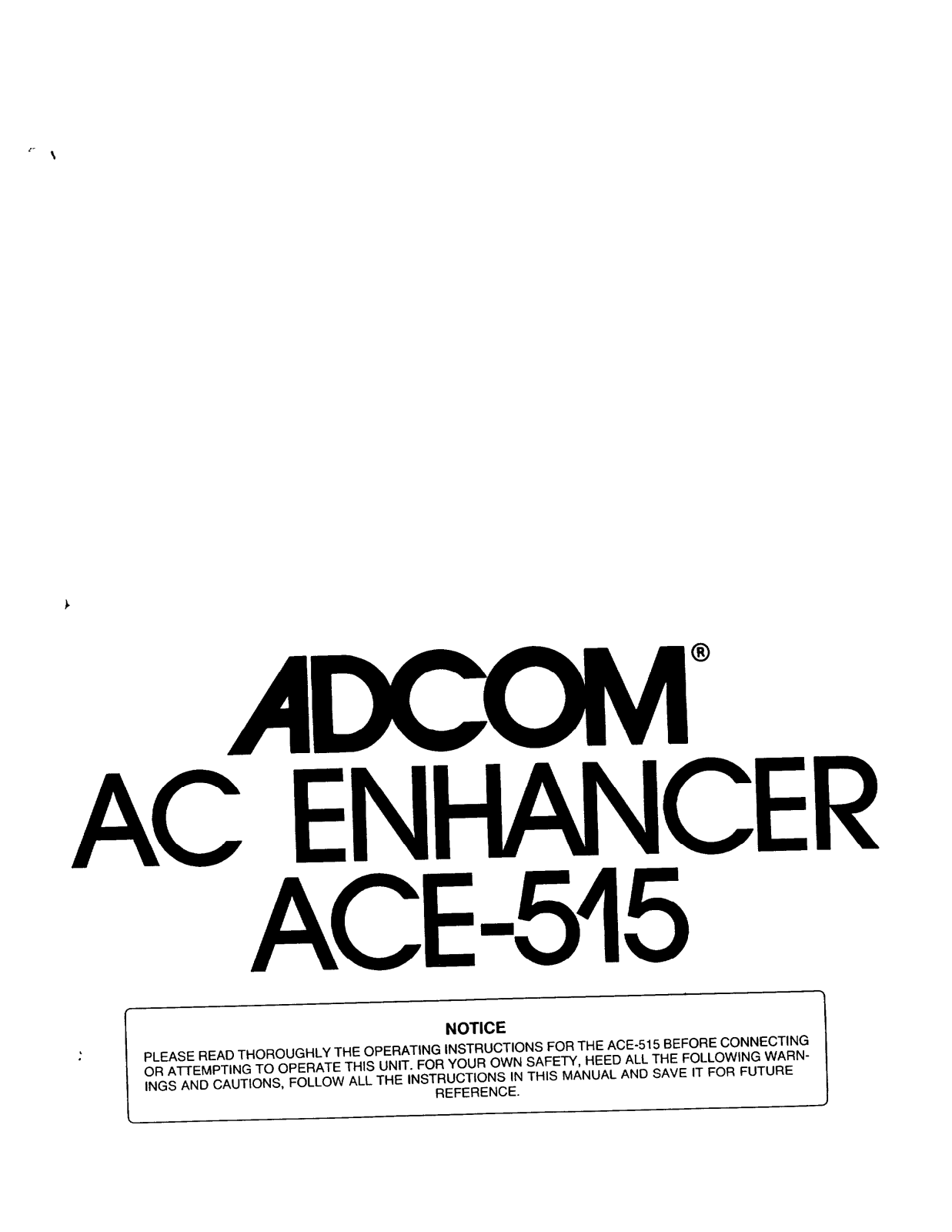 Adcom AC-515 Owners manual