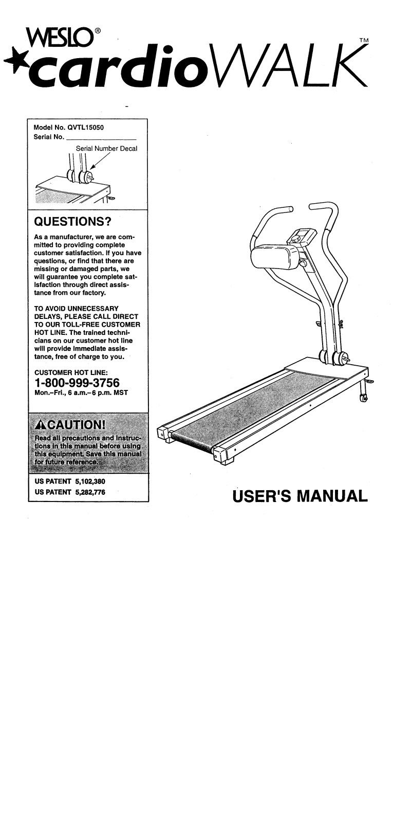 Weslo QVTL15050 Owner's Manual