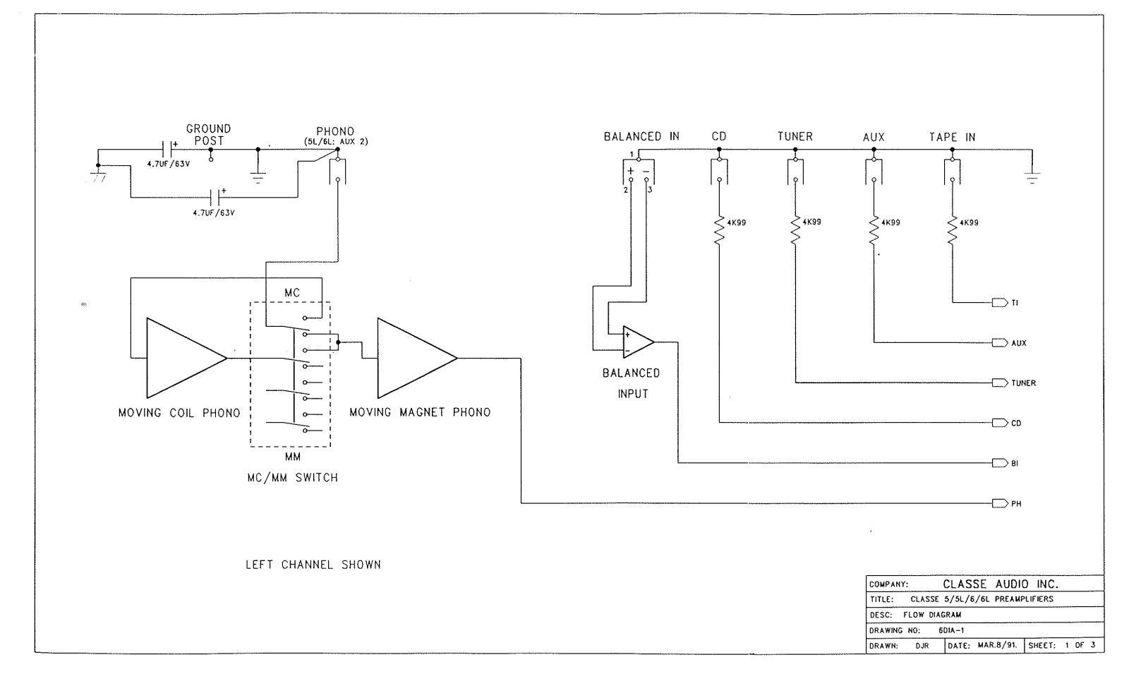 Classe Audio 5, 5-L, 6-L Schematic