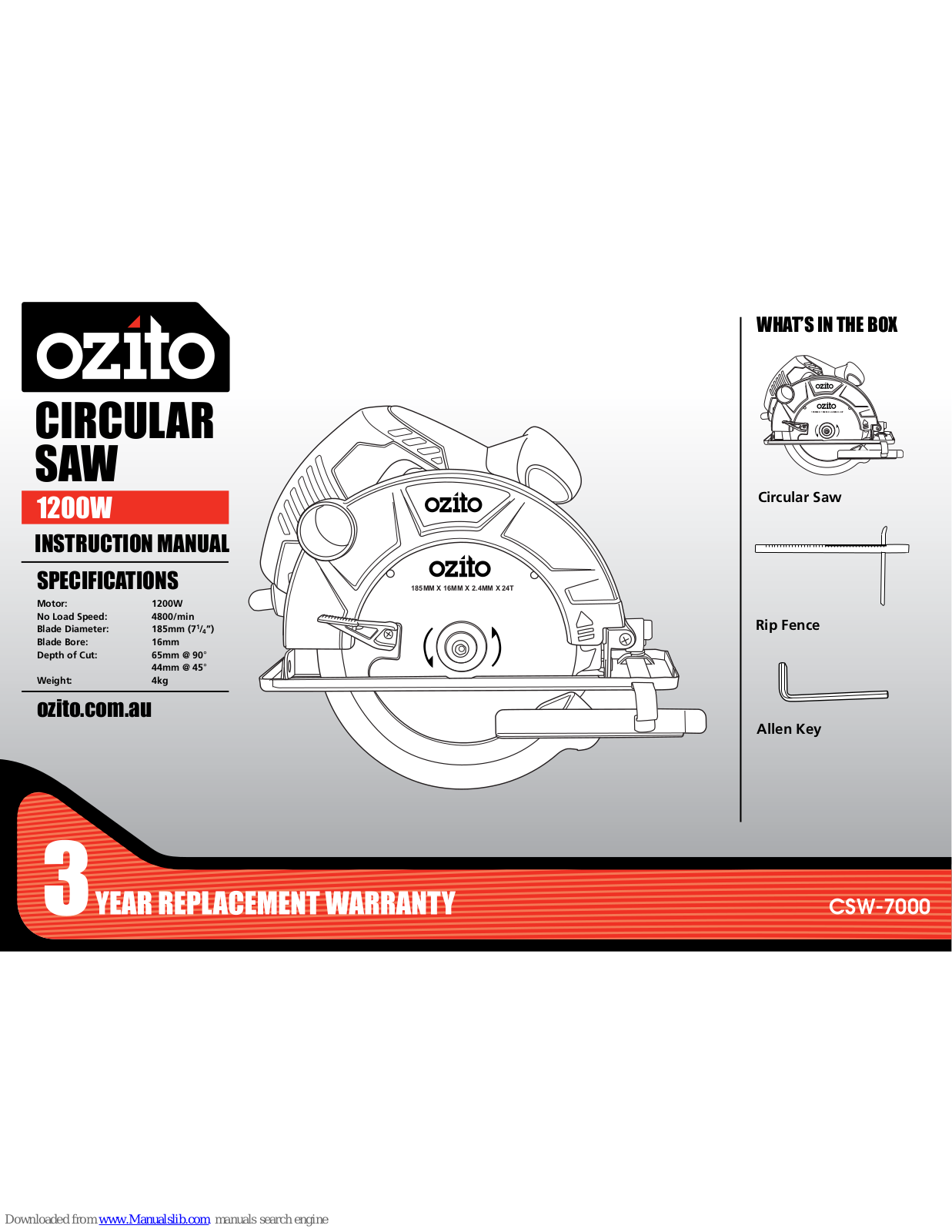 Ozito CSW-7000 Instruction Manual