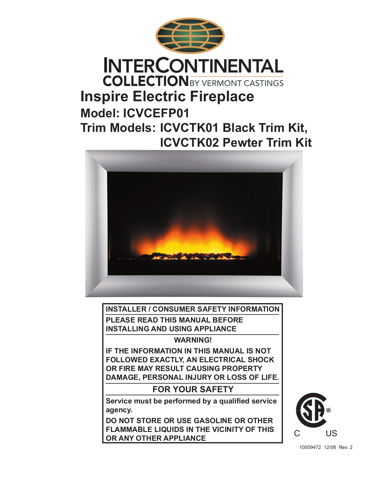 Vermont Casting ICVCTK02, ICVCTK01 User Manual