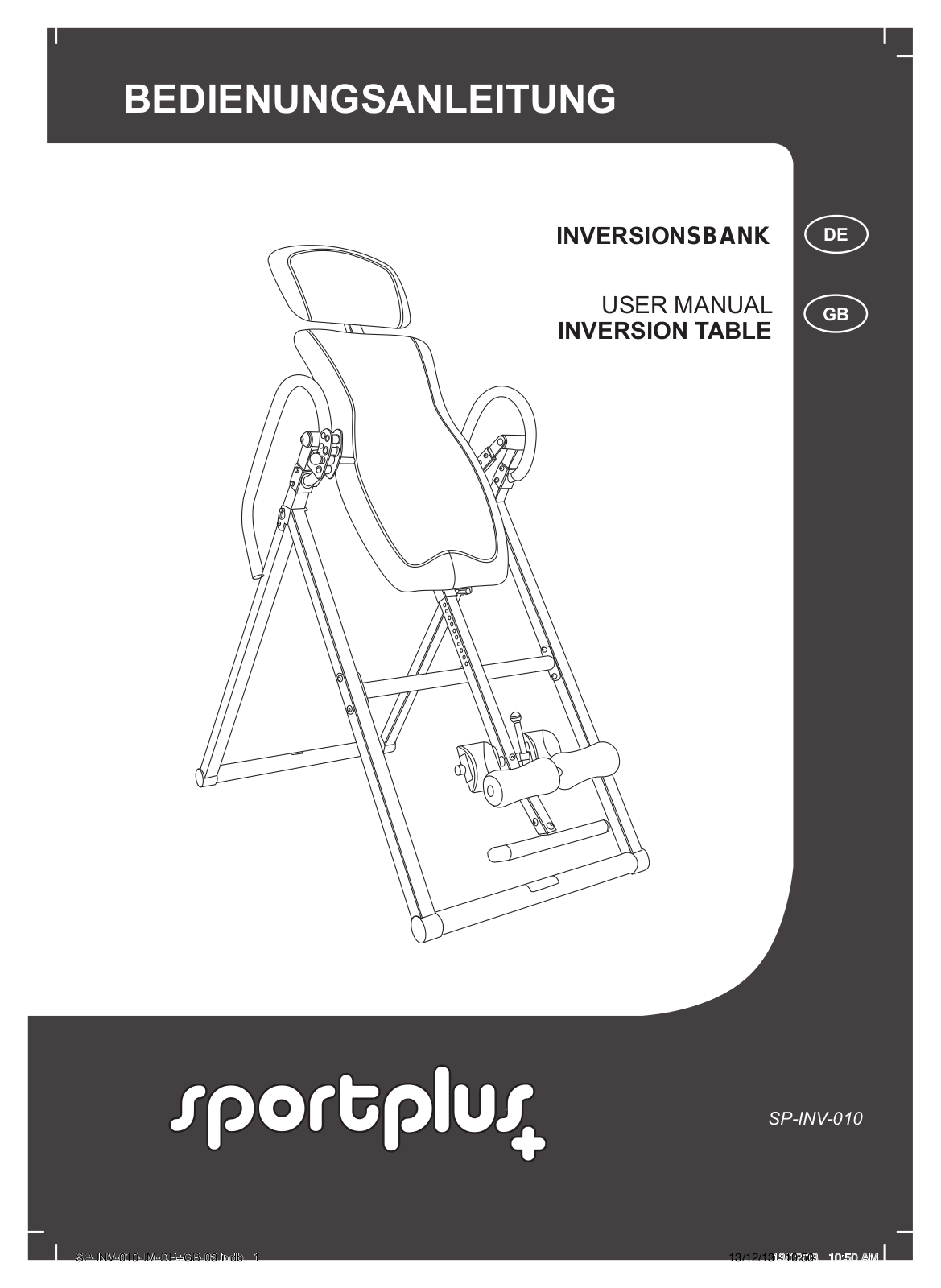 SportPlus SP-INV-010 operation manual