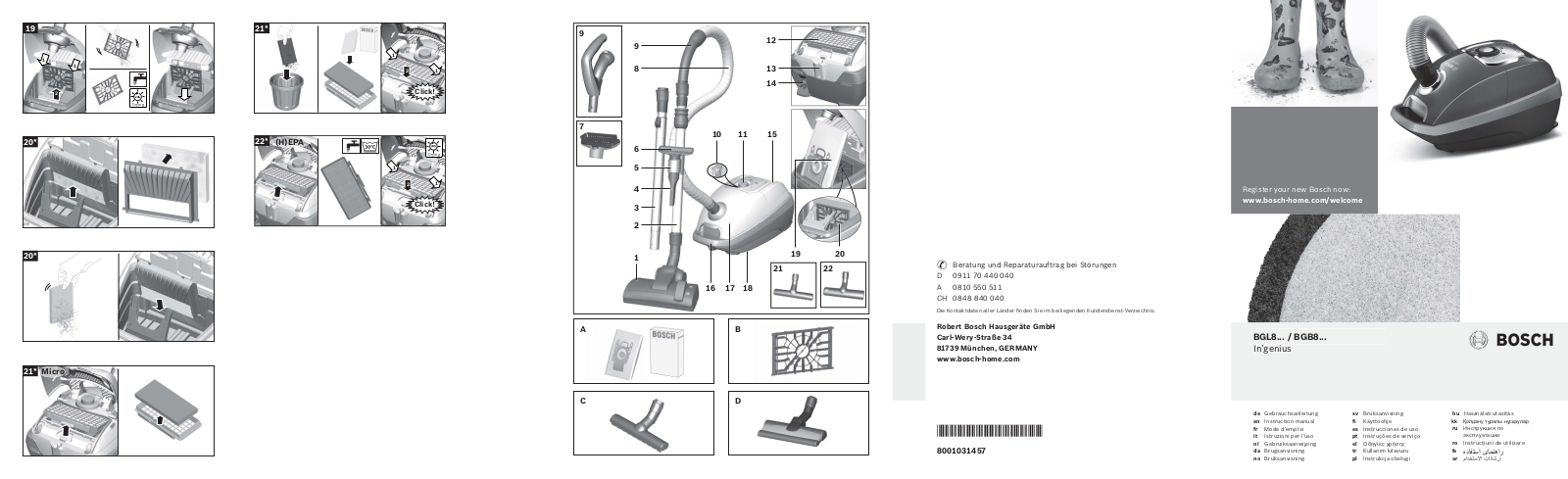 Bosch BGL8SIL59D User Manual