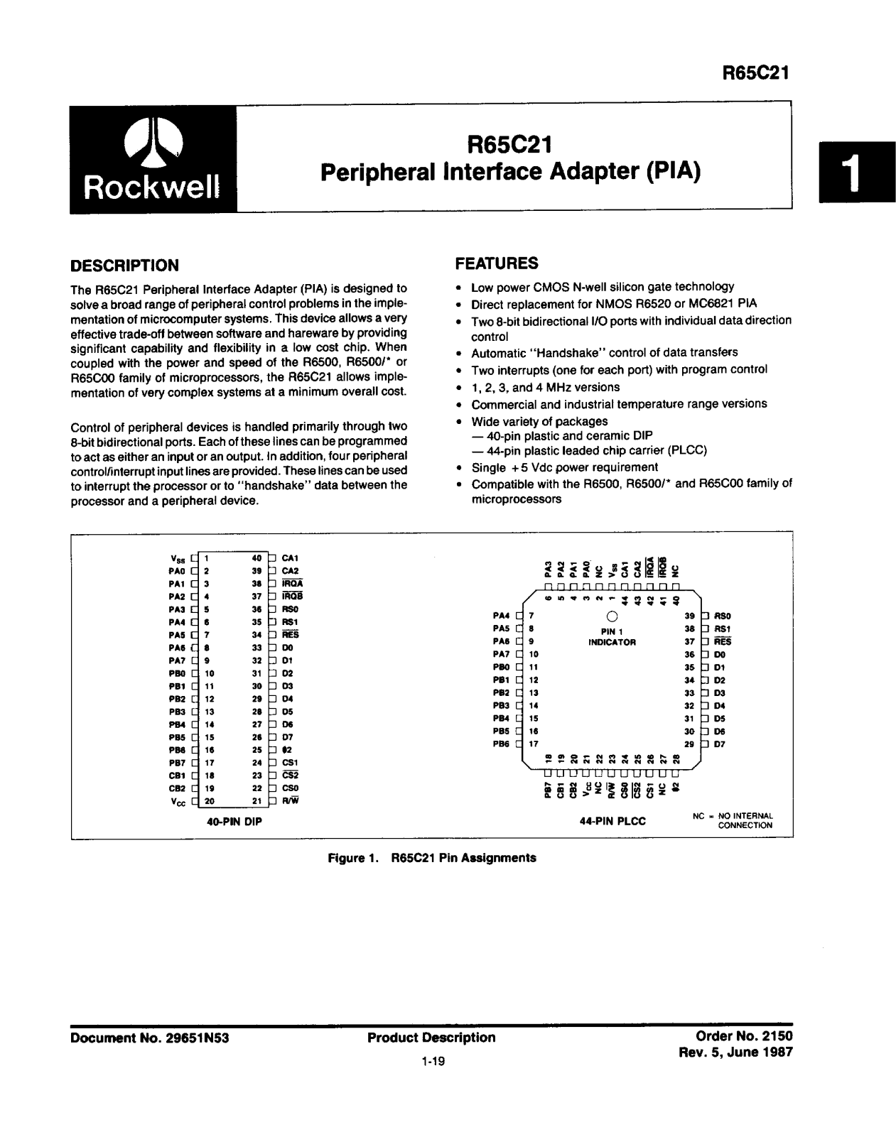 Rockwell R65C21 User Manual