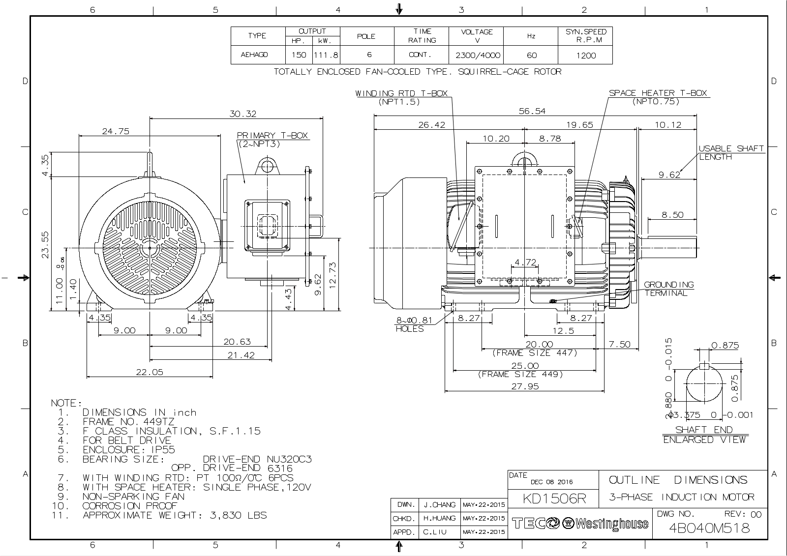 Teco KD1506R Reference Drawing