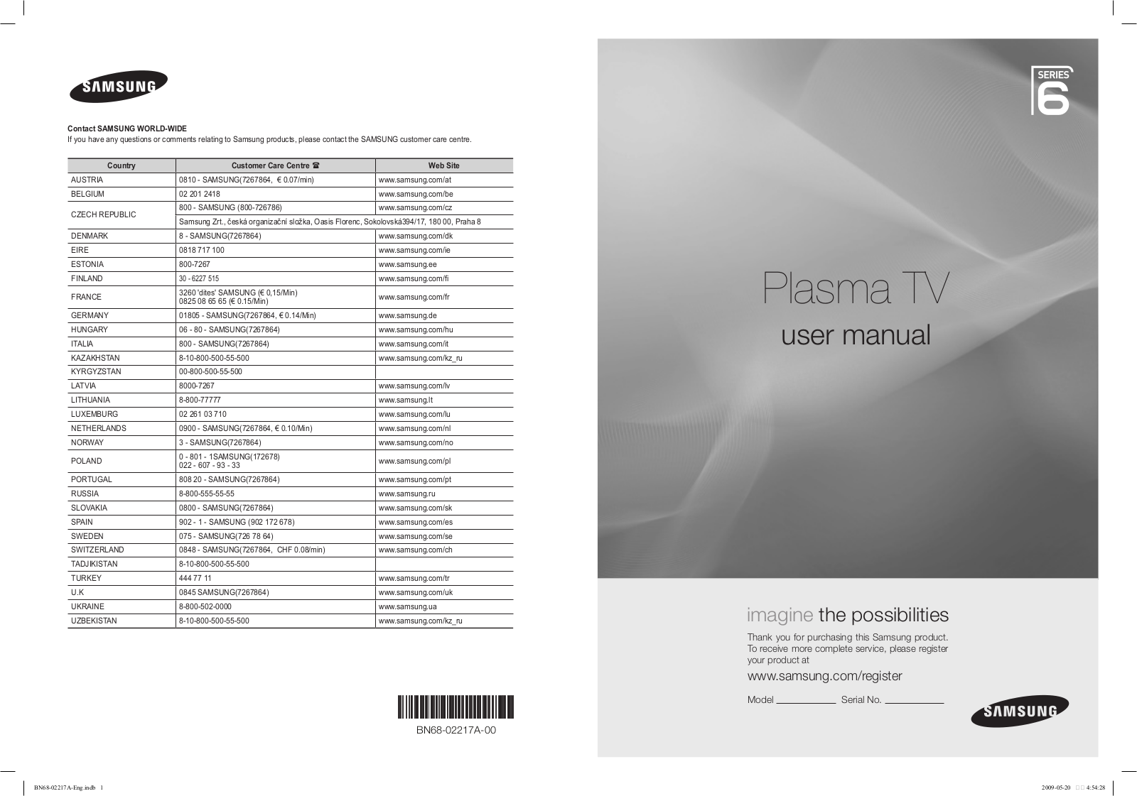 SAMSUNG PS50B679 User Manual