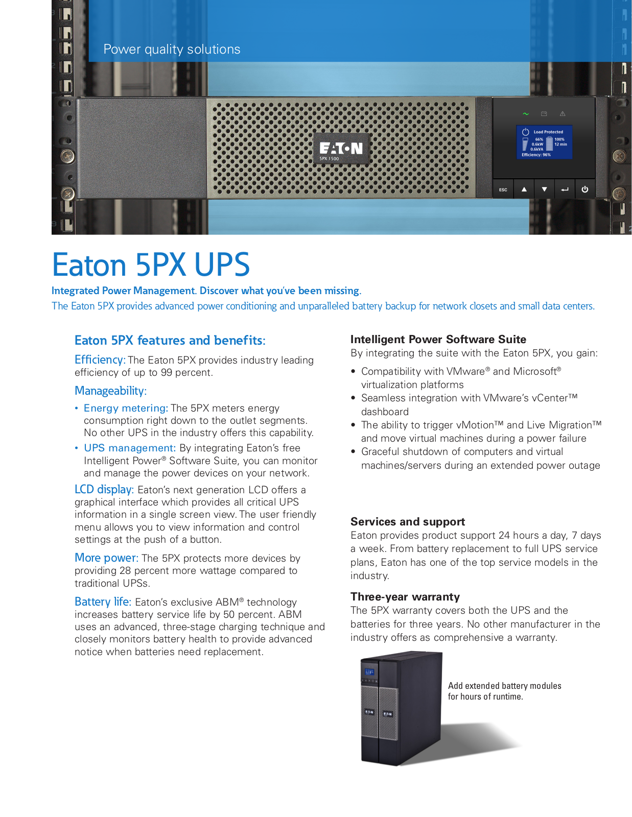 Cutler Hammer, Div of Eaton Corp 5PX UPS Product brochure