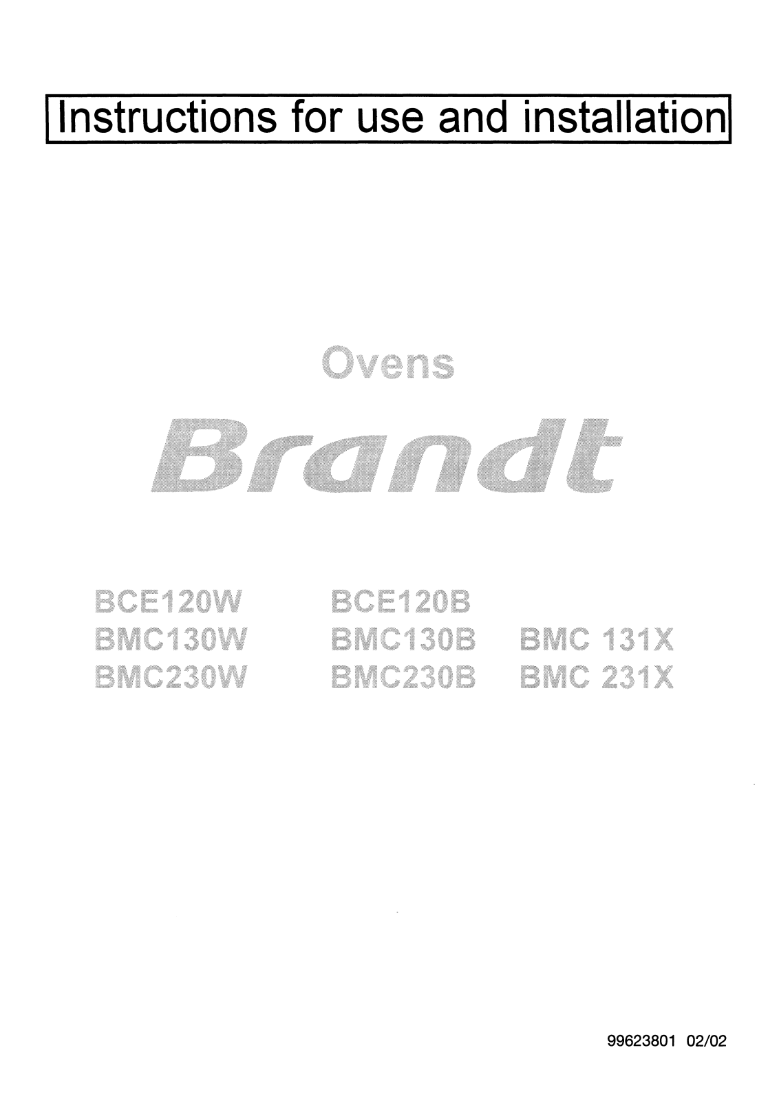 Brandt bce120w, bce120b, bmc130w, bmc130b, bmc131x User Manual