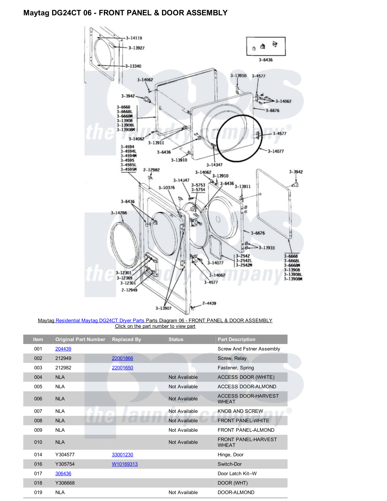 Maytag DG24CT Parts Diagram