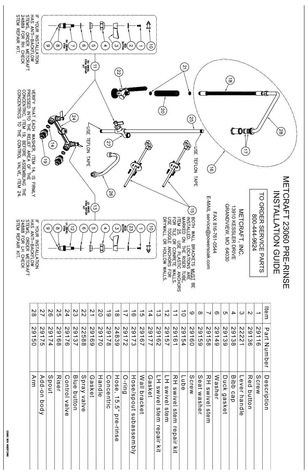 Metcraft 23060 Installation  Manual